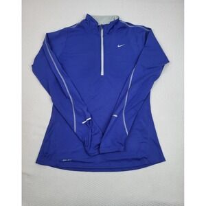 Nike Running Jacket Womens Small Blue‎ Element Swoosh Quarter Zip Dri-Fit Active